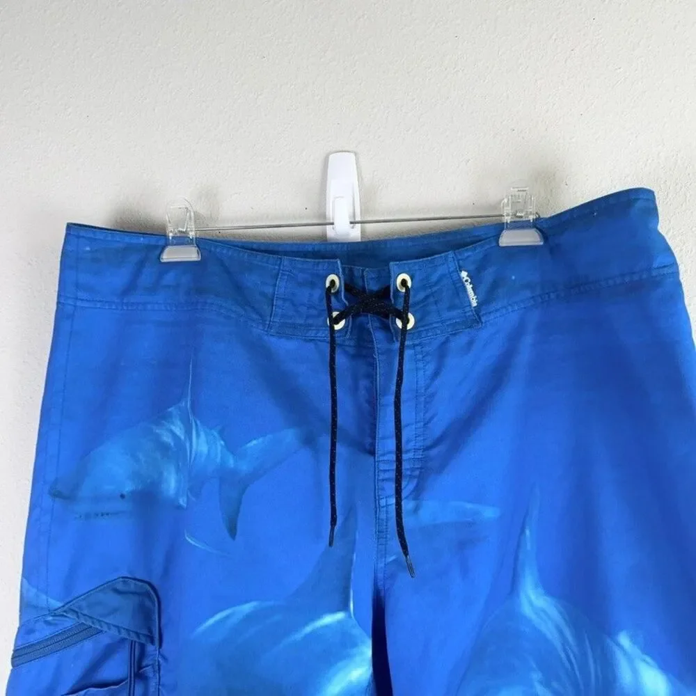 Columbia PFG Offshore Fishing Board Short Blue Shark Men's 40 Inseam 11 UPF 50